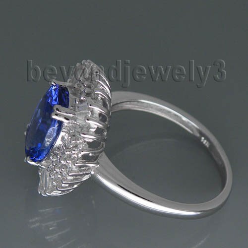 14K White Gold Tanzanite Oval 8x10mm Ring for Women