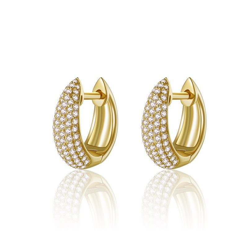 AINUOSHI 14K White Gold /Yellow Gold /Rose Gold Natural Diamonds Huggie Hoop Earrings