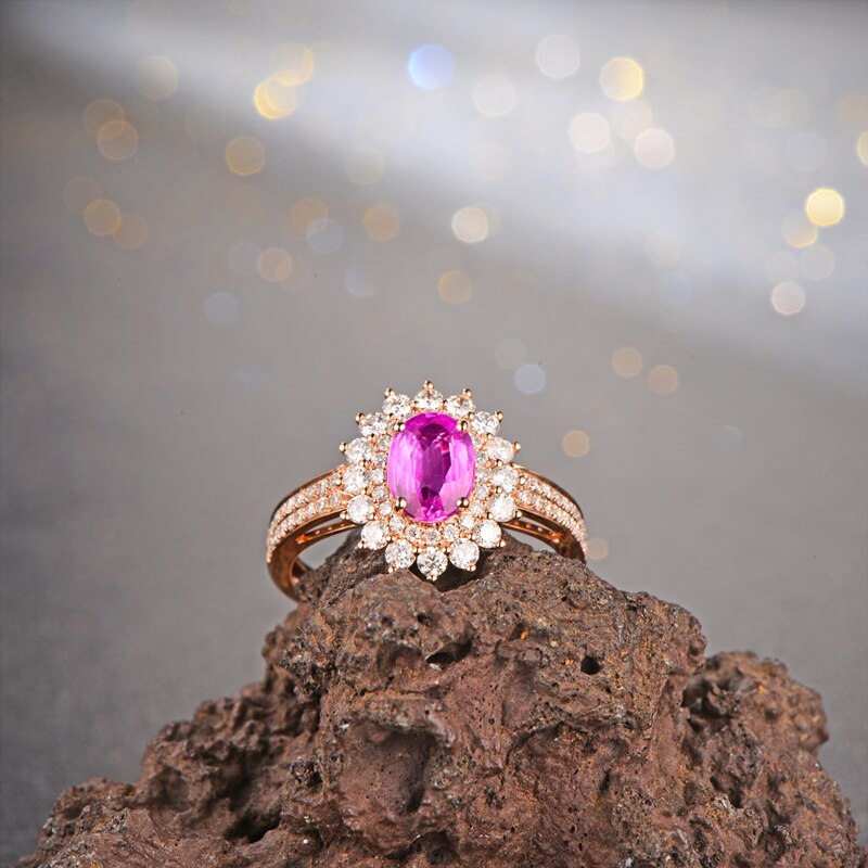 18k Gold Pink Sapphire and Diamond Eternity Ring for Women