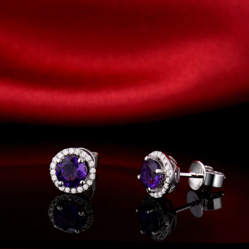 14kt White Gold Purple Amethyst Earrings.