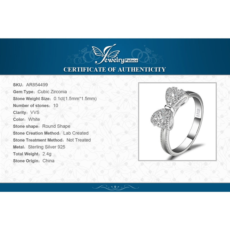 925 Sterling Silver Cubic Zirconia Bow Knot Ring
