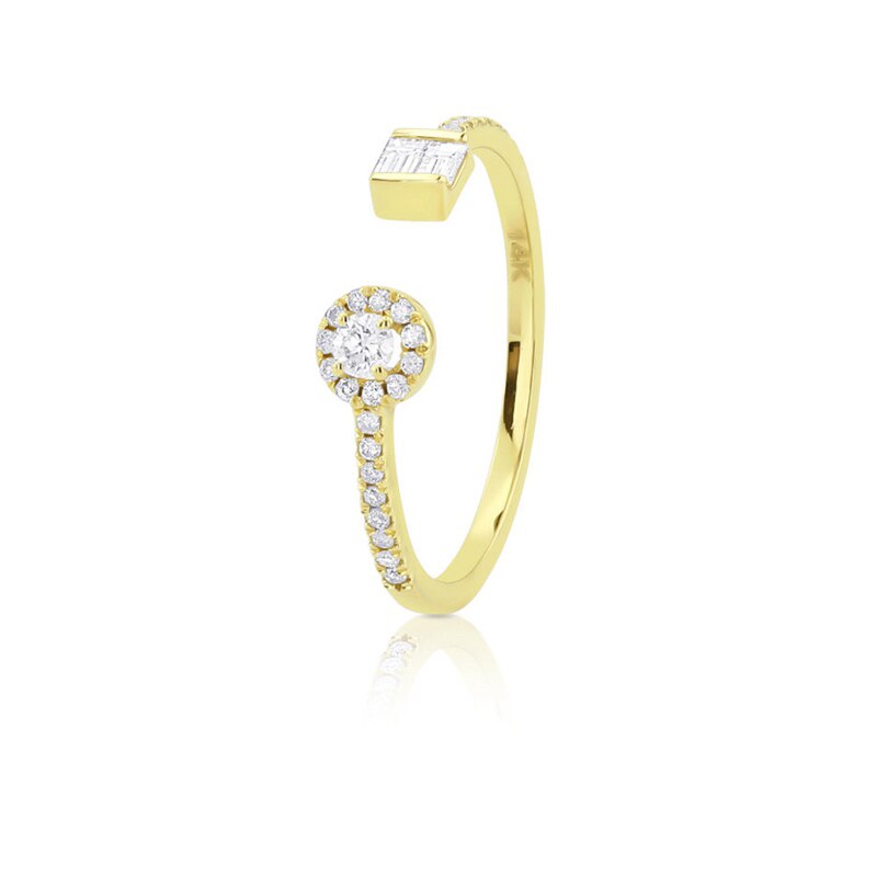 14k Gold 0.35ctw Baguette and Round Diamond Ring for Women