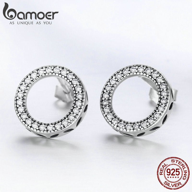 Sterling Silver Luminous Round Circle Earrings for Women