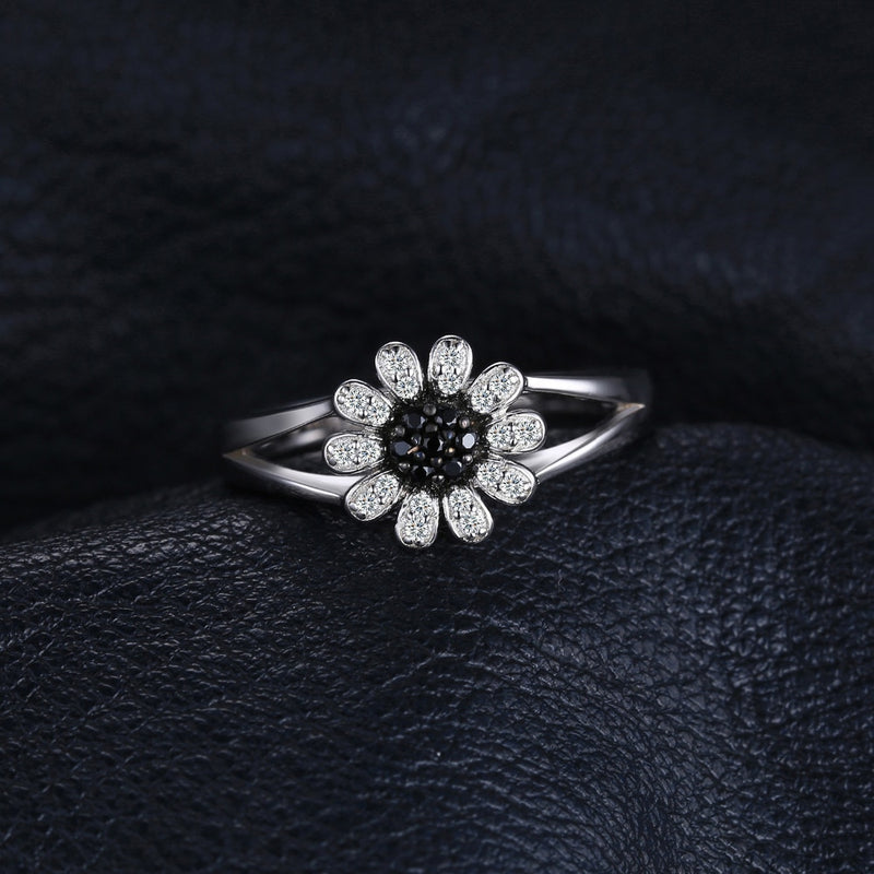 Sterling Silver Black Spinel Ring for Women