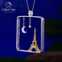 Lotus Fun Real 925 Sterling Silver Handmade Eiffel Tower Design Pendant without Necklace