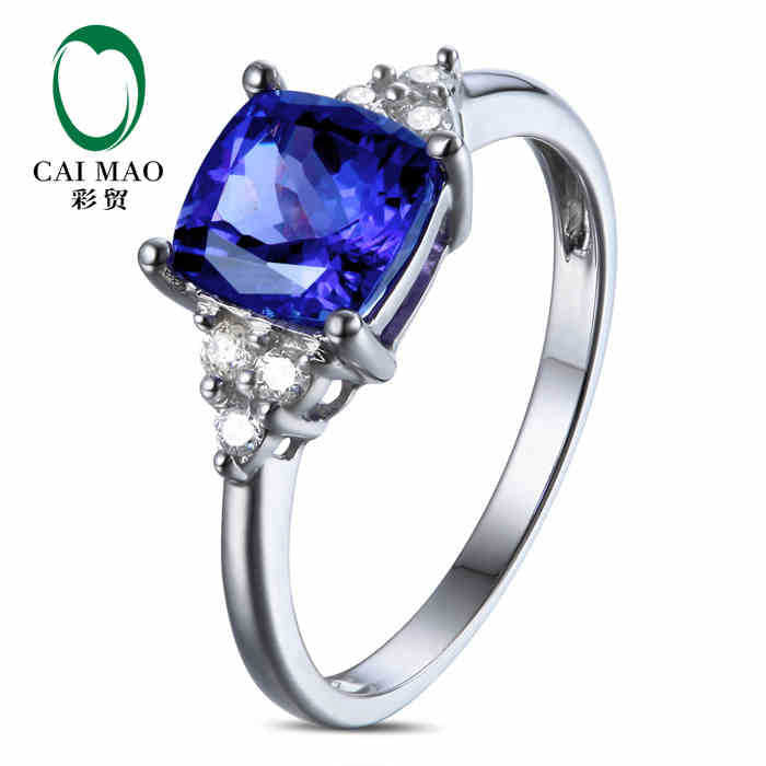 White Gold 1.54 ctw Tanzanite and Diamond Ring for Women