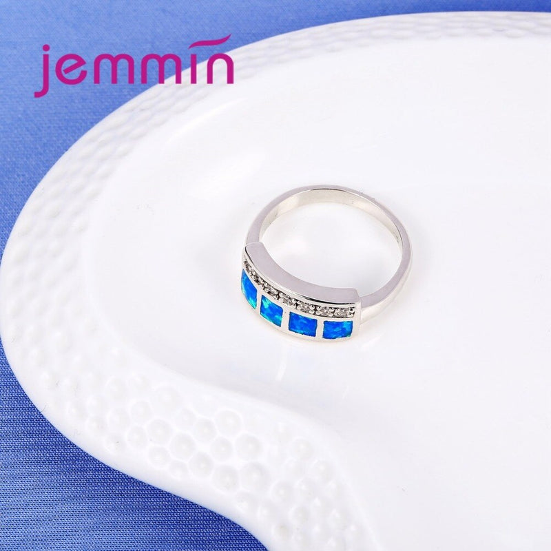 High Quality Unique Geometic Opal Ring 925 Sterling Silver Ring Promise Engagement Rings Bridal Fashion Jewelry