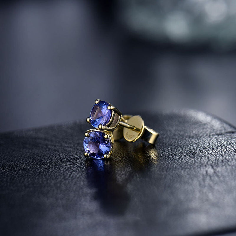 14Kt Yellow Gold Tanzanite Stud Earrings