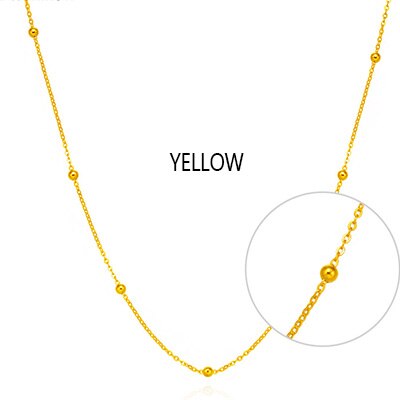 18k Pure White/Yellow/Rose Gold Chain Beads Necklace