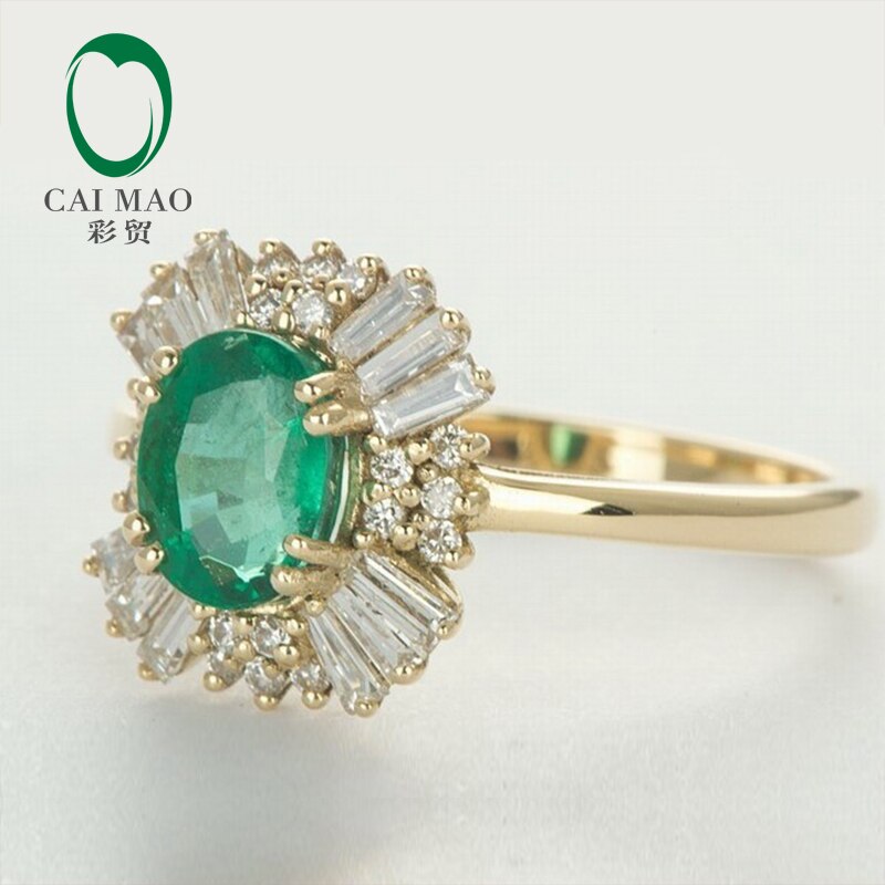 14kt Yellow Gold Emerald & Diamond Engagement Ring for Women