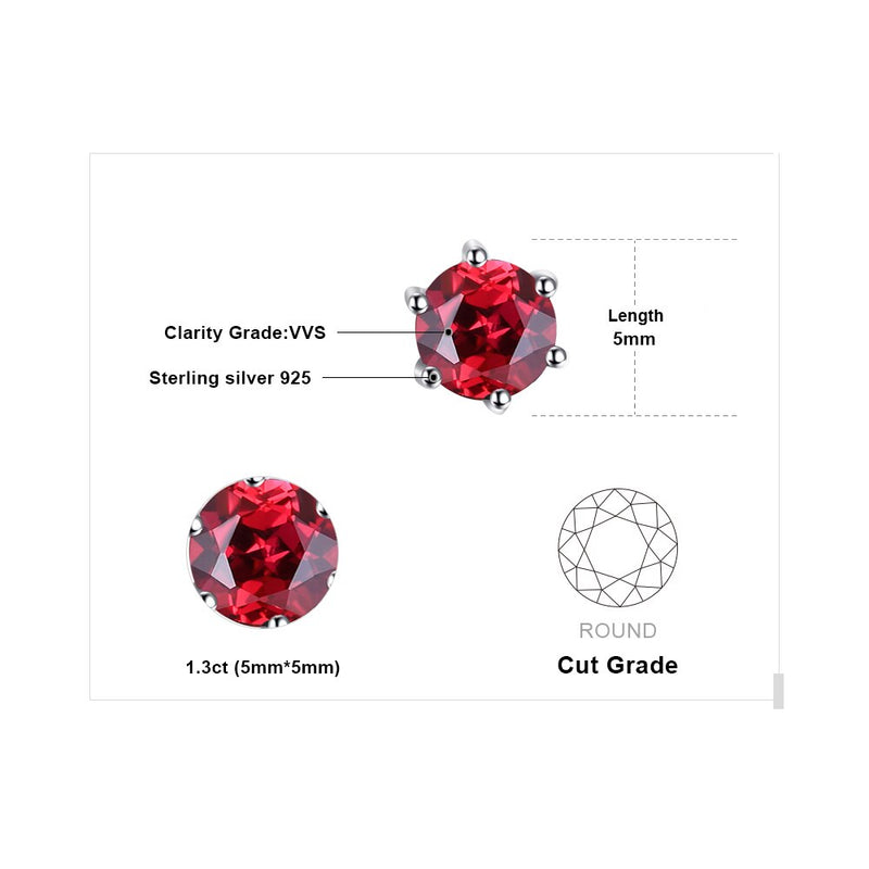 Sterling Silver 1.3ct Red Garnet Stud Earrings for Women