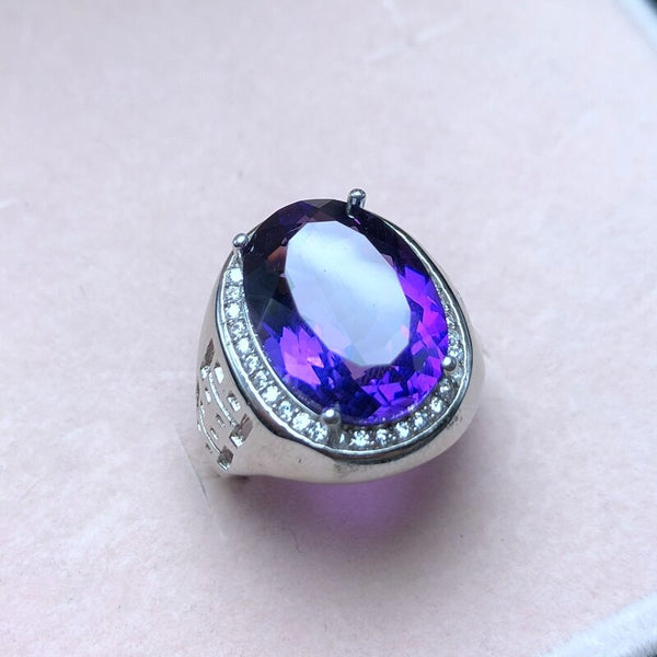 Sterling Silver Natural Purple Amethyst Ring