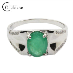 925 Sterling Silver 7 mm * 9 mm Natural Zambia Emerald Ring
