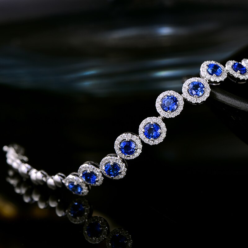 Sterling Silver 4.23ctw Sapphire and Diamond Bracelet for Women