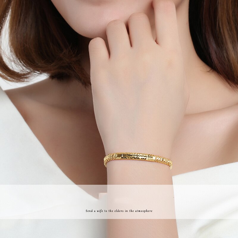 YLJC 24K Real 999 Pure Solid Gold Beautiful Romantic Bracelet