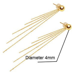 18K Gold Au 750 Classic Gold Ball 3 4 5mm Diameter Bead Tassel Stud Earrings