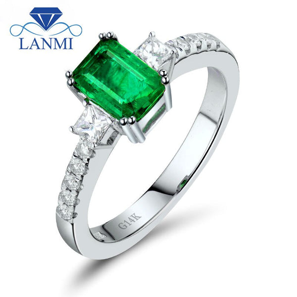 14K White Gold Emerald 0.00 Wedding Rings for Women