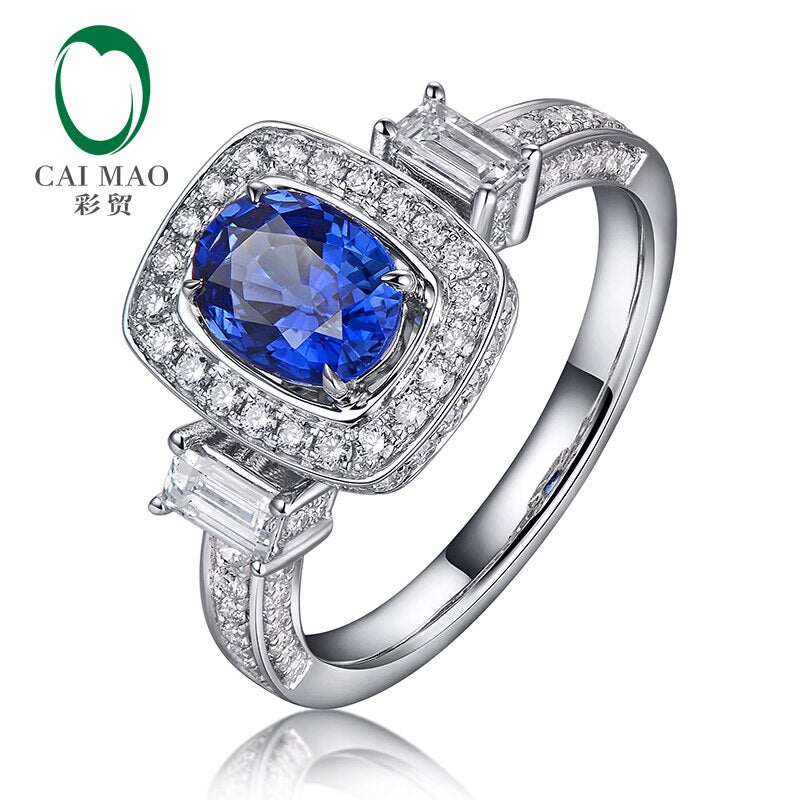 18kt White Gold 1.15ct Sapphire & 0.88ct Diamond Engagement Ring for Women