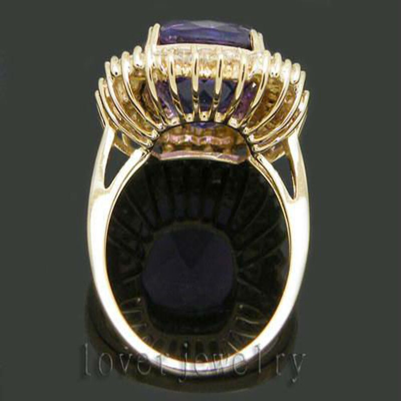 14kt Gold Amethyst 9.80ct Natural Diamonds Ring for Her