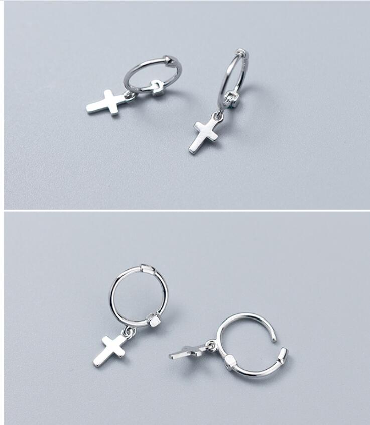925 Solid Sterling Silver Small Cross Earrings