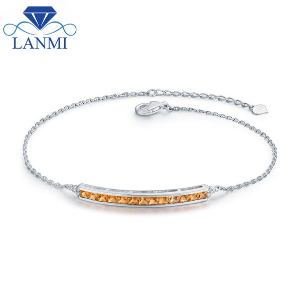 White Gold Yellow Sapphire and Diamond Bracelet for Women