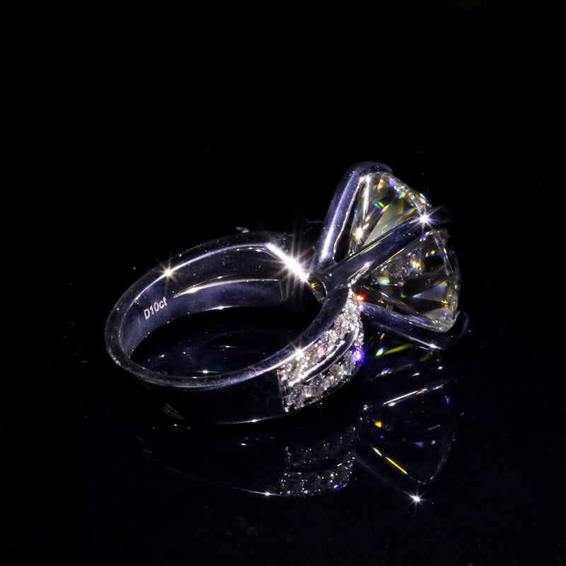AEAW 10K White Gold or Silver with 5ct or 10ct Moissanite Ring