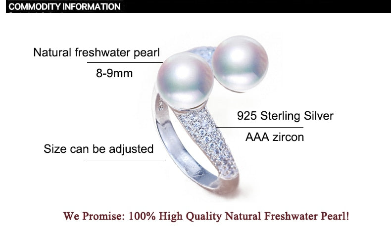 Sterling Silver Natural Freshwater Pearl Ring for Women