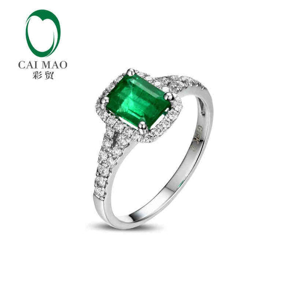 18KT White Gold Emerald and Diamond Ring for women.