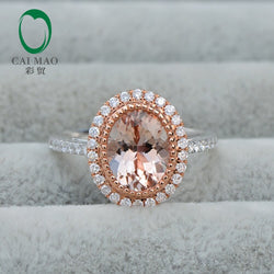 14k Rose and White Gold Morganite 1.95ct Halo Diamond Engagement Ring for Women