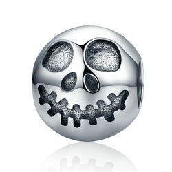 BISAER Cute 925 Sterling Silver Rock Skull Ghost Face Bead Charms Fit Original Bracelets