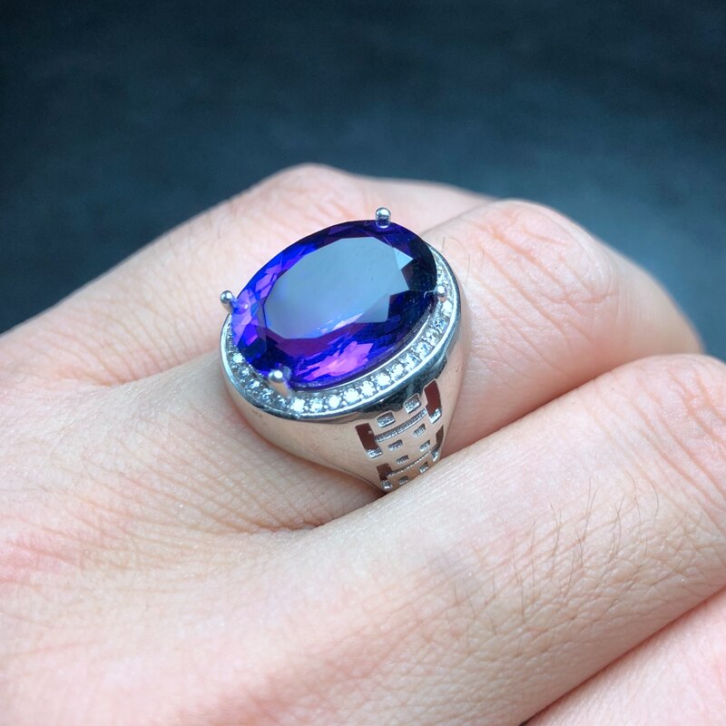 925 Sterling Silver Mysterious Purple Natural Amethyst Ring