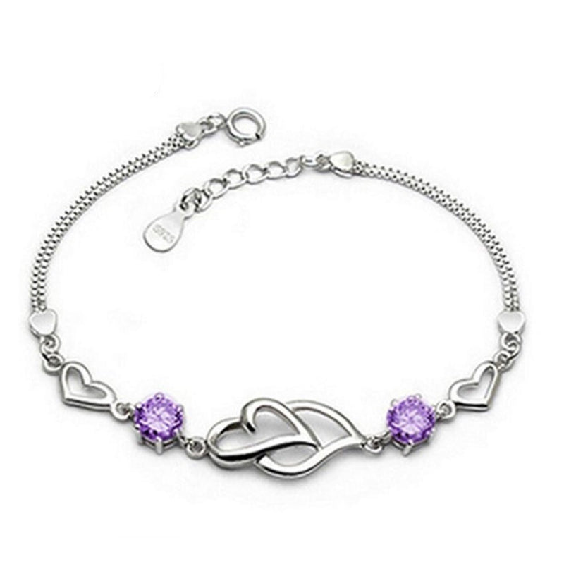 NEHZY 925 sterling silver new heart to heart bracelet fashion female models cute vintage wild super flash jewelry Purple crystal