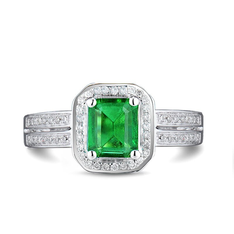 14K White Gold Emerald Cut Diamond Ring