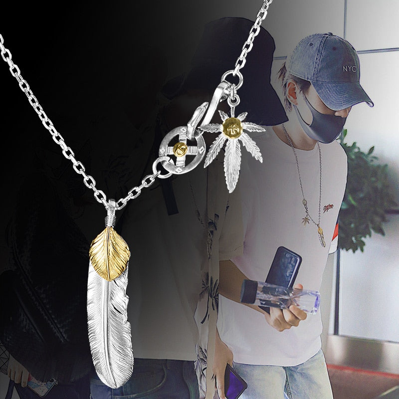 Takahashi Goro 925 Sterling Silver Feather Charm Vintage Thai Silver Eagle Pendant Necklace