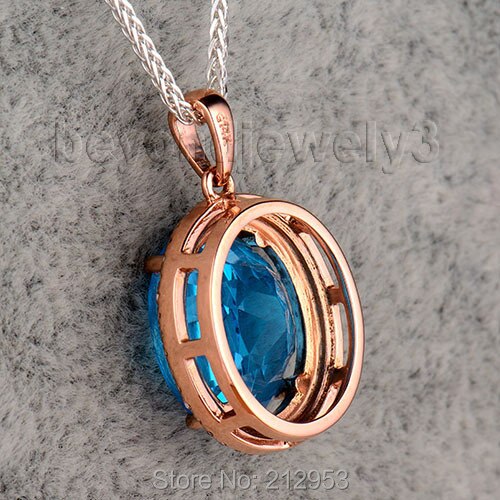 14K Rose Gold Dark Topaz Oval Pendant for Women