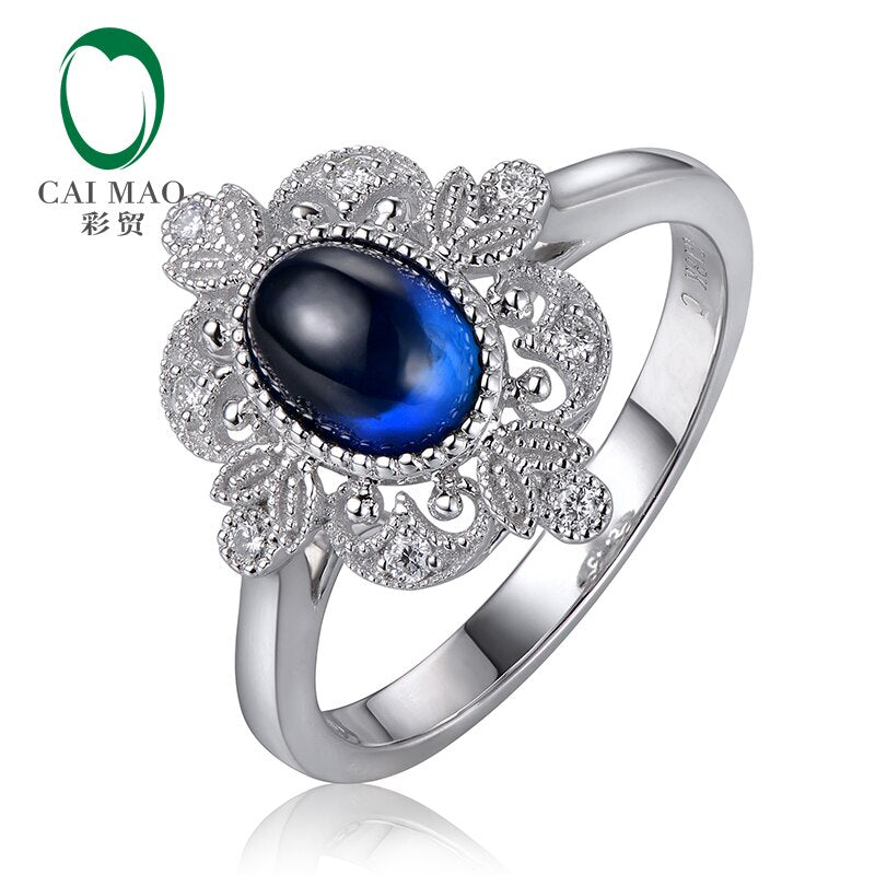 14kt White Gold Sapphire and Diamond Ring for Women