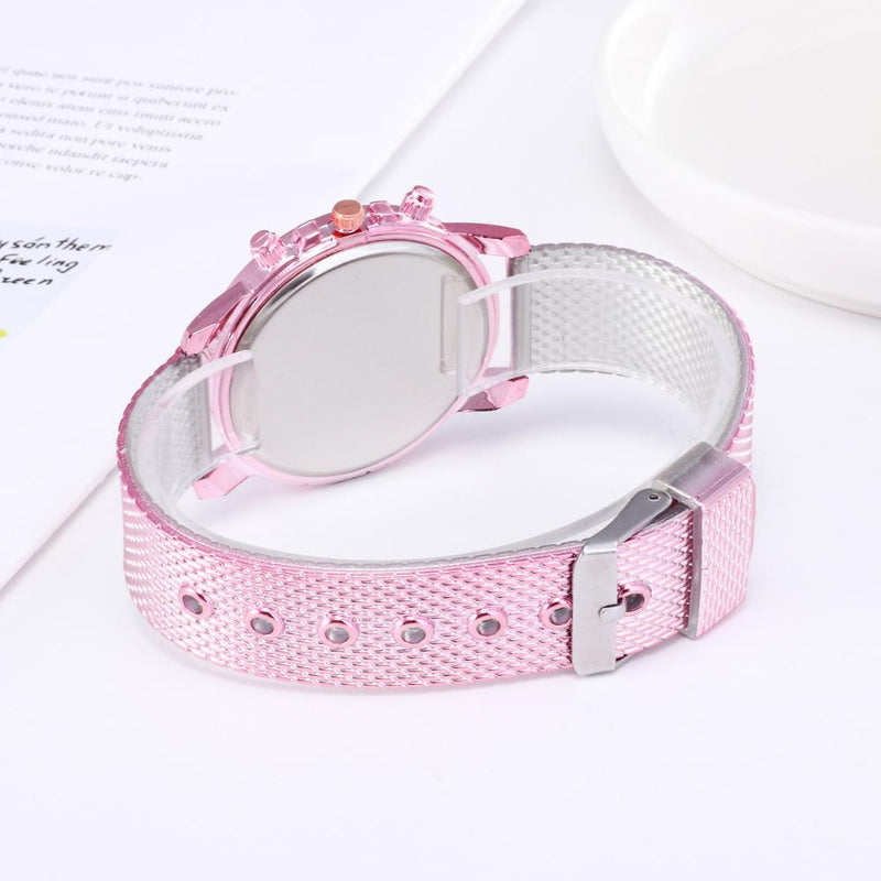 Foloy High-Quality Digital Geneva Roman Numerals Faux Leather Analog Quartz Ladies Watch