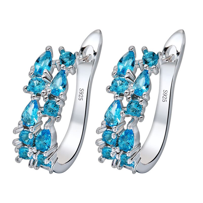 Wholesale with stamp Luxury 925 sterling silver Earrings Flash Colorful CZ Zircon Ear Studs Earrings Women Cheap brincos