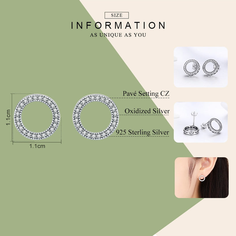 Sterling Silver Luminous Round Circle Earrings for Women