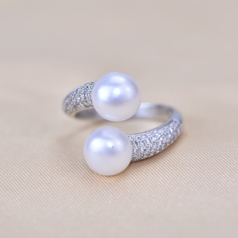 Sterling Silver Natural Freshwater Pearl Ring for Women