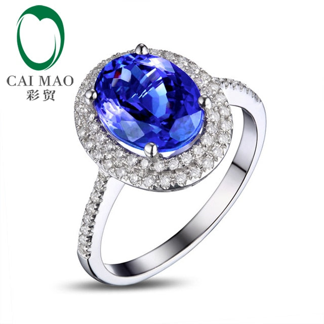 18K Gold Tanzanite 1.89ct Oval Engagement Ring for Her