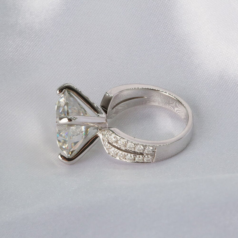 AEAW 10K White Gold or Silver with 5ct or 10ct Moissanite Ring