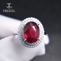 TBJ 925 Sterling Silver Elegant Ring with Natural Ruby