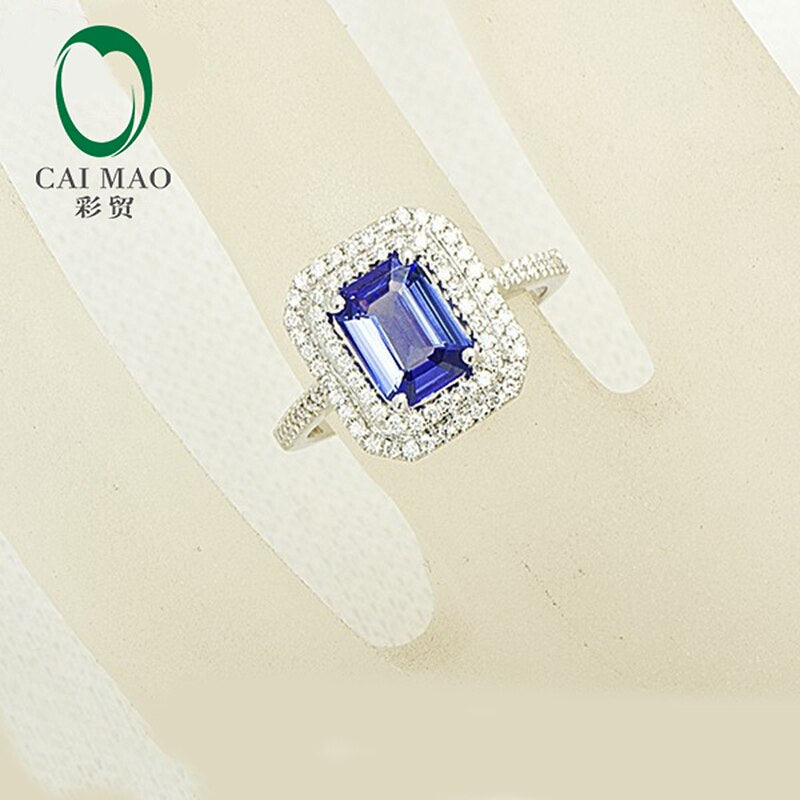 14K White Gold Tanzanite Diamond Engagement Ring