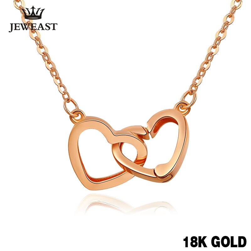 Pure 18K Gold Charm Heart Pendant Necklace
