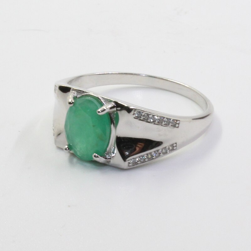 Sterling Silver 7mm x 9mm Emerald Ring for Women