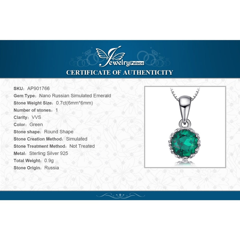 925 Sterling Silver Nano Emerald Pendant Necklace for Women