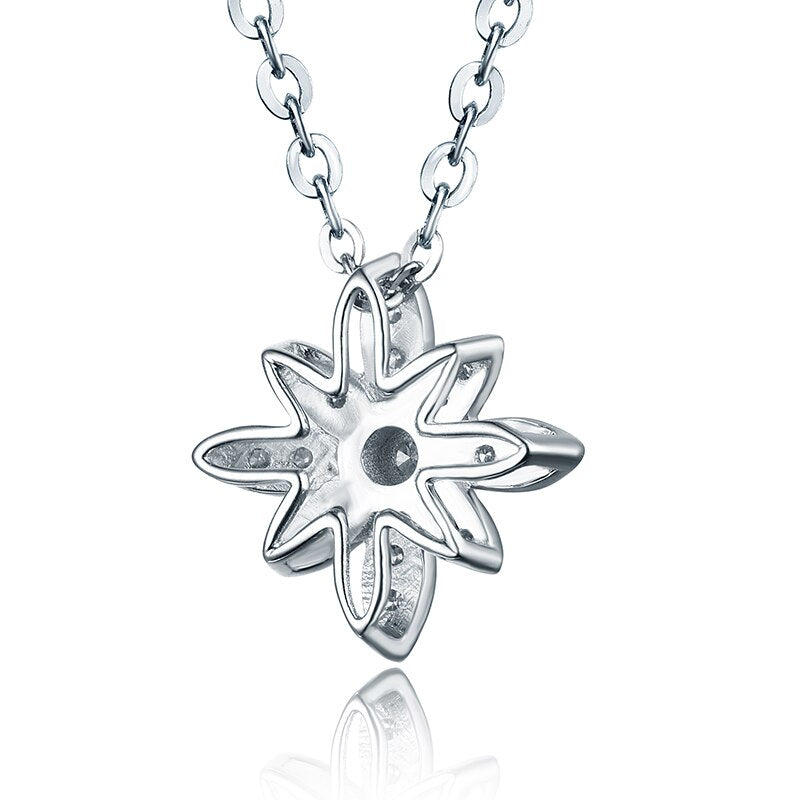 18K White Gold Diamond Blossom Pendant Necklace for Her