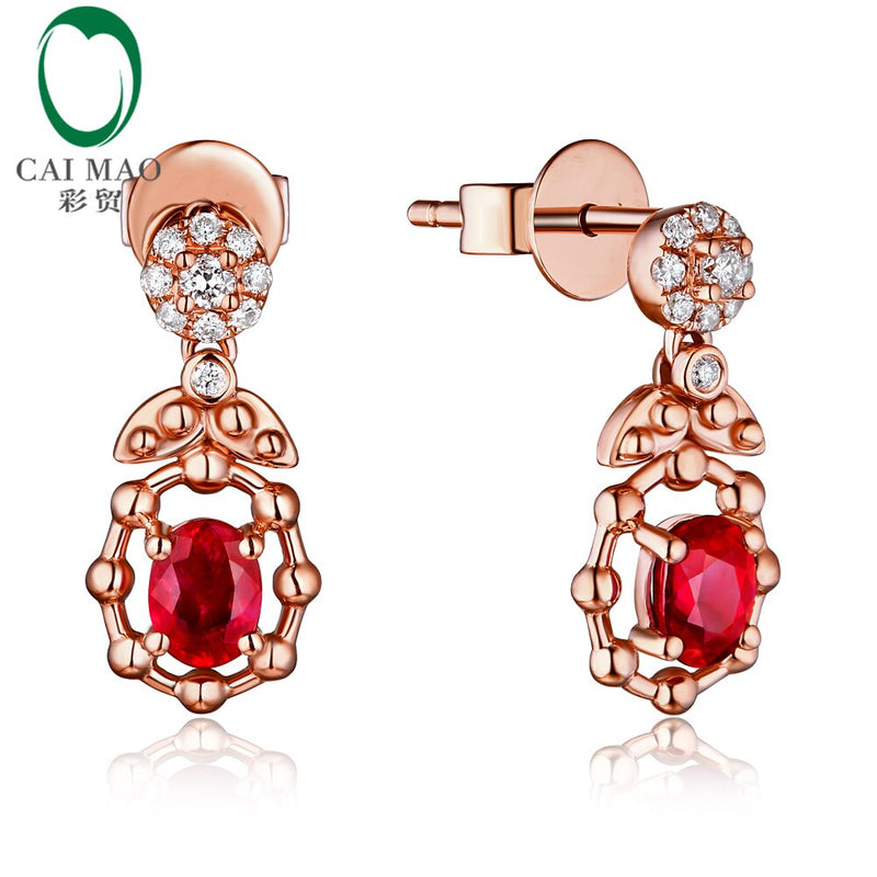 14k Rose Gold 0.50ct Ruby & Diamond Drop Earrings for Her