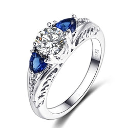 Bague Ringen 925 Sterling Silver Classic Sapphire Gemstones Ring